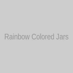 Set of rainbow-colored glass jars