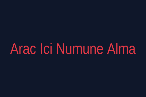 Araç İçi Kan Numune Alma Alanı