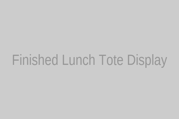 Another view of the completed washable insulated lunch tote, ready for use.