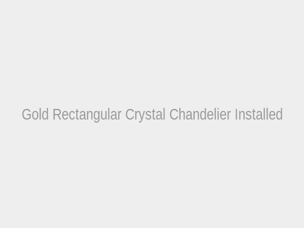 Gold Rectangular Crystal Chandelier installed on ceiling