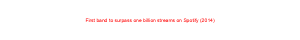 First band to surpass one billion streams on Spotify (2014)