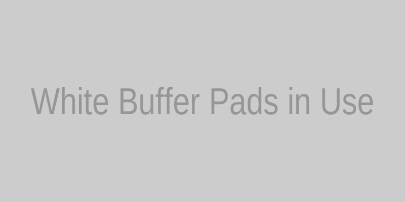 White buffer pads being used on a car surface for polishing