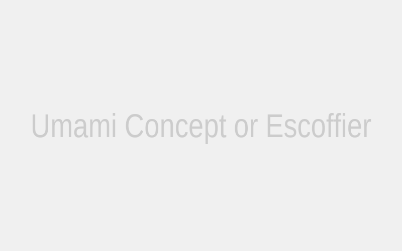 An artistic rendering illustrating the concept of the five basic tastes, with a focus on umami, or a portrait of Auguste Escoffier.